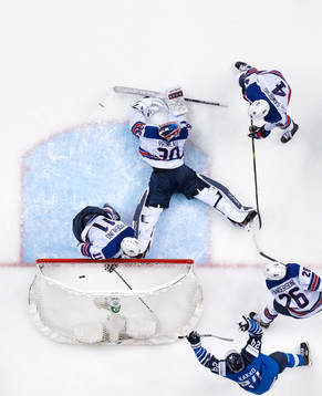 Kaapo Kakko of Finland celebrates
