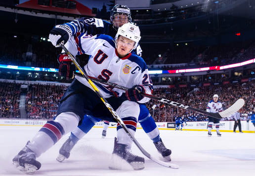 Anton Lundell of Finland and Mikey Anderson of USA