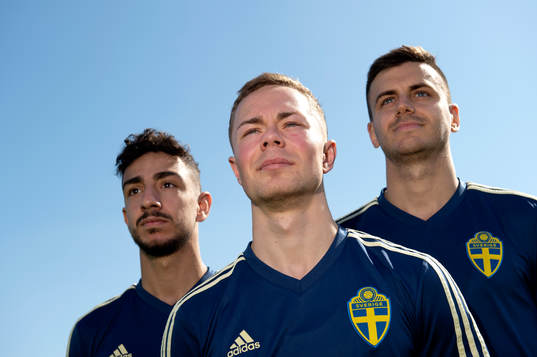 Sweden's and Häcken players Adam Andersson, Alexander