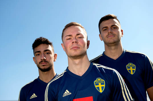 Sweden's and Häcken players Adam Andersson, Alexander
