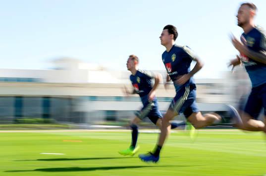 Sweden's Melker Hallberg, Alexander Milosevic and Joel