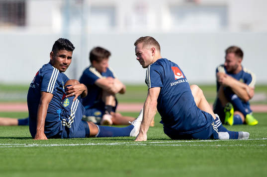 Sweden's Hosam Aiesh and Adam Andersson