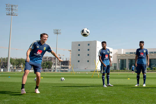 Sweden's Simon Thern, Tesfaldet Tekie and Hosam Aiesh