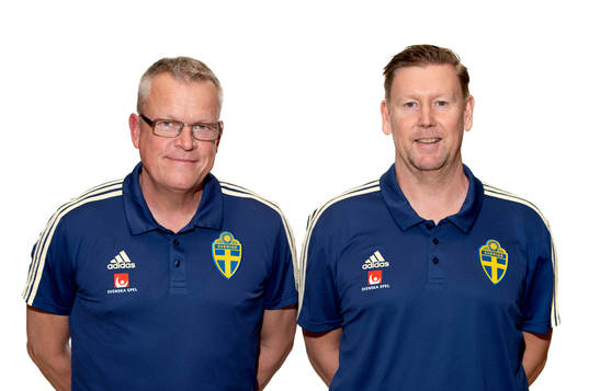 Sweden's head coach Janne Andersson and assistant coach