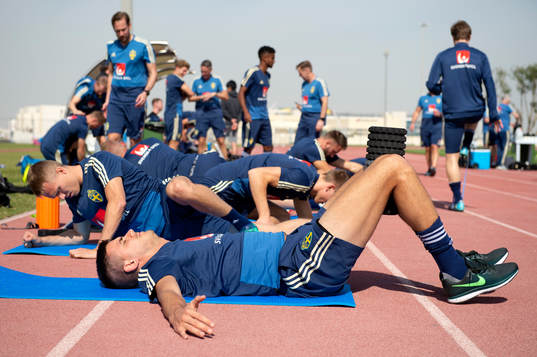 Sweden's Alexander Jeremejeff and Jonathan Augustinsson
