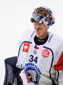 Goalkeeper Dominik Frodl of HC Plzen