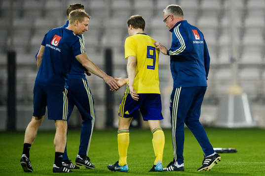 Simon Tibbling of Sweden leaves the pitch