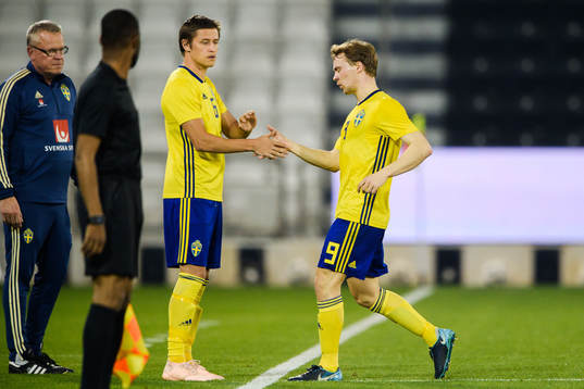 Simon Tibbling of Sweden leaves the pitch