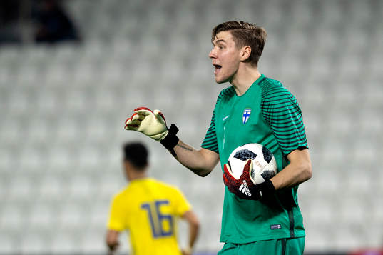 Finland's goalkeeper Jesse Joronen