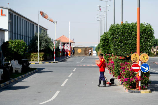 A Worker is seen in Challenger City, which is a residential