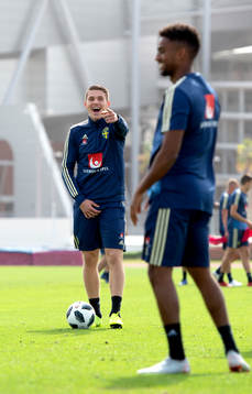 Sweden's Viktor Gyökeres and Tesfaldet Tekie