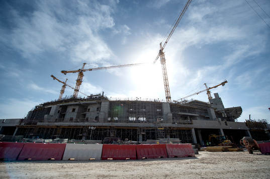 Exterior of the construction of the Lusail Stadium
