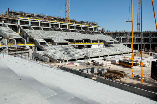 Interior of the construction of the Lusail Stadium