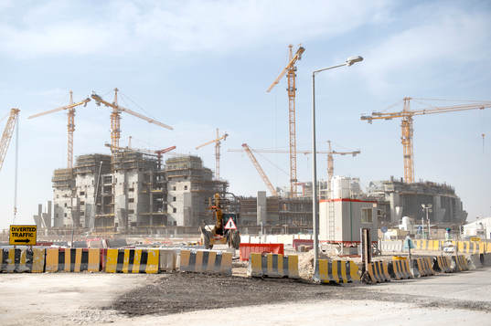 Exterior view the construction of the Lusail Stadium