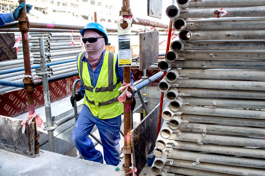 A worker is seen