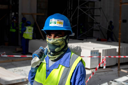 A worker is seen
