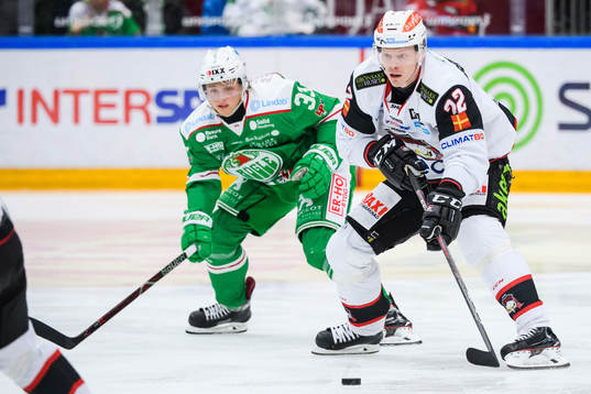 Malmö Redhawks Lars Bryggman och Rögles Samuel Jonsson