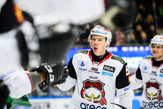 Malmö Redhawks Tobias Ekberg jublar