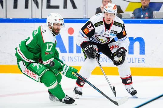 Malmö Redhawks Lars Bryggman och Rögles Taylor Matson