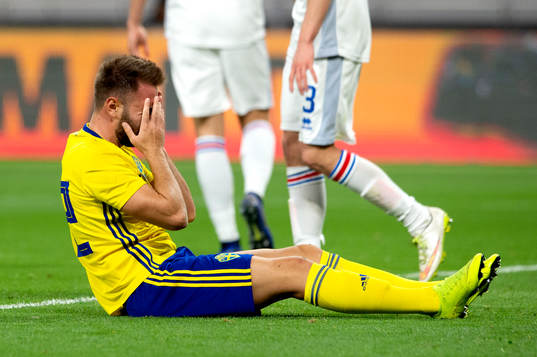 Sweden's Muamer Tankovic looks dejected