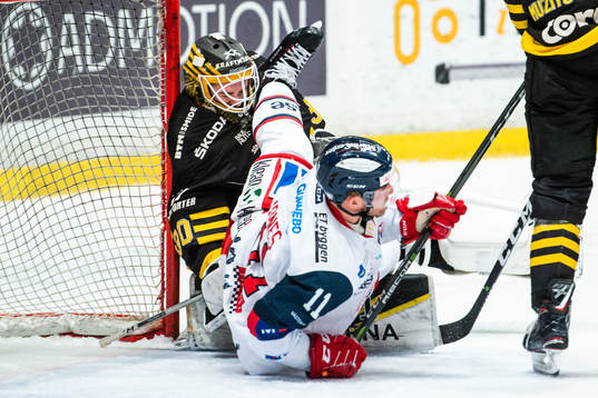 s målvakt Erik Källgren och Västerviks Kellen Jones