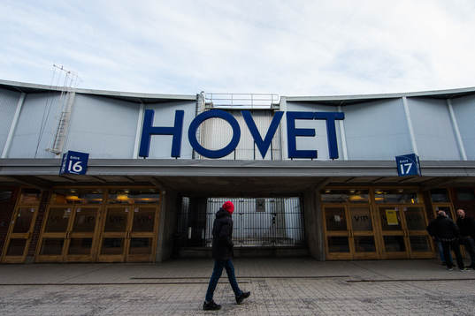 Exteriör av Hovet innan ishockeymatchen i SHL mellan
