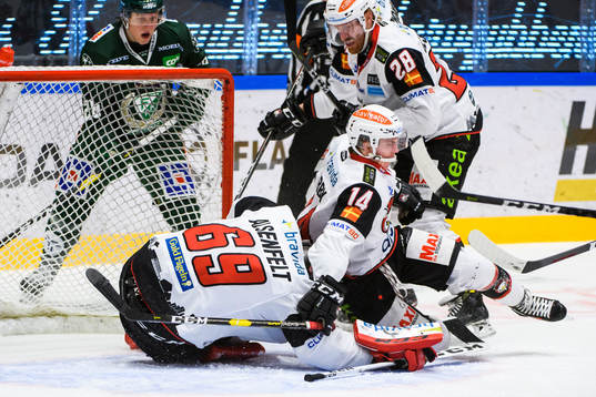 Malmö Redhawks målvakt Oscar Alsenfelt, Carl-Johan Lerby