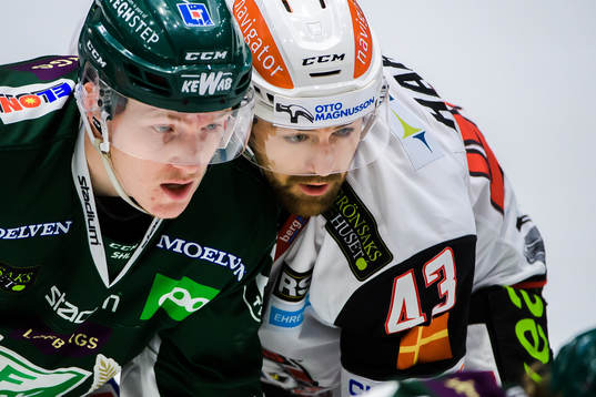 Färjestads Gustav Rydahl och Malmö Redhawks Nichlas Hardt