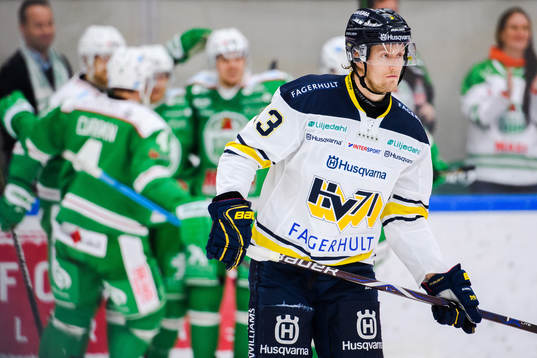 s Oscar Sundh deppar medan HV71:s spelare jublar