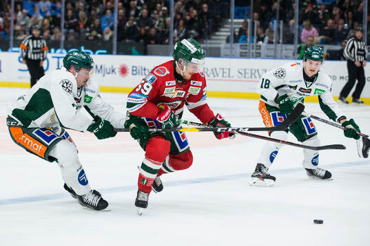 Frölundas Simon Hjalmarsson och Färjestads Jens Westin
