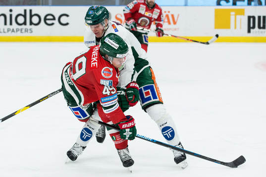 Frölundas Rhett Rakshani mot Färjestads Gustav Rydahl