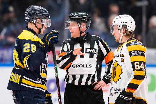 s Anton Bengtsson, Domare Mikael Holm och Skellefteås