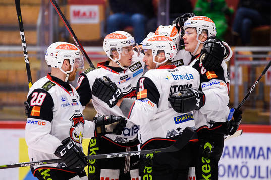 Malmö Redhawks Fredrik Händemark jublar med lagkamrater