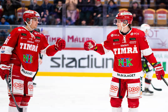 Timrås Filip Hållander och Henrik Törnqvist jublar