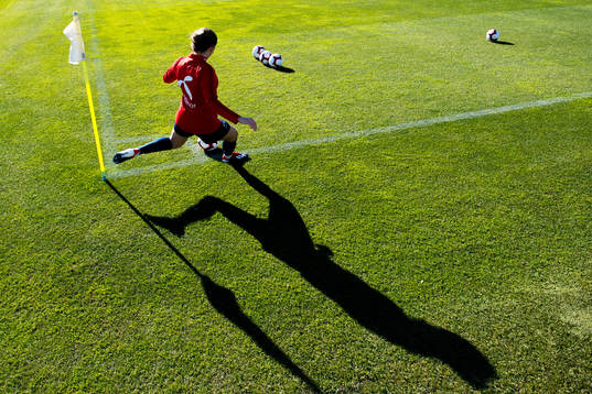Guro Reiten of Norway takes a corner kick