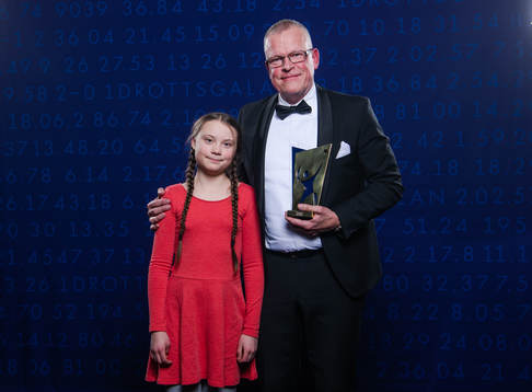 Prisutdelare Greta Thunberg och Förbundskapten Janne