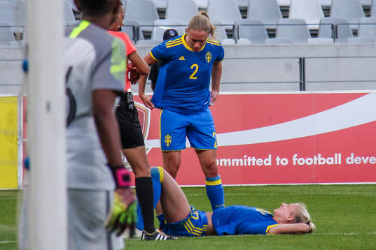 Sofia Jakobsson of Sweden in pain