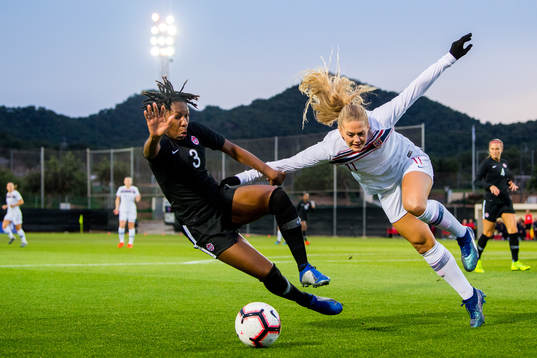 Kadeisha Buchanan of Canada and Lisa-Marie Karlseng Utland