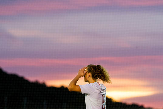 Synne Skinnes Hansen looks dejected