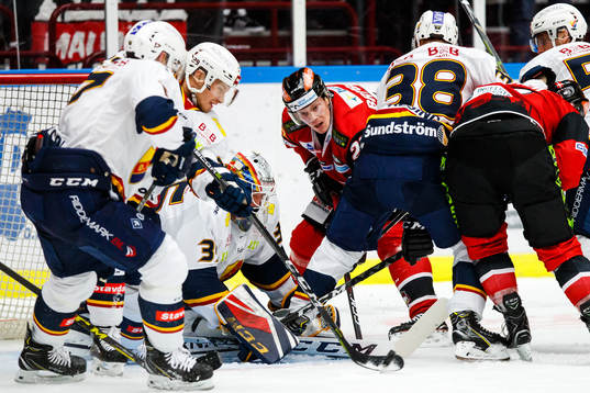 Malmö Redhawks Lars Bryggman oroar framför Djurgårdens