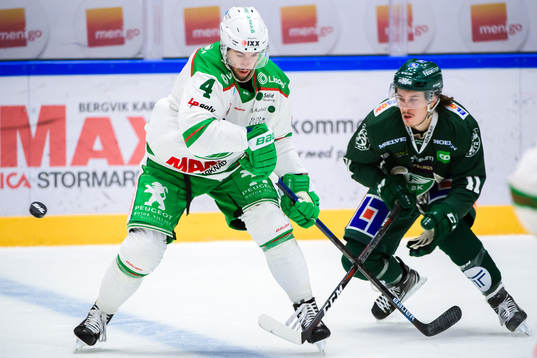 Rögles Kodie Curran och Färjestads Joakim Nygård