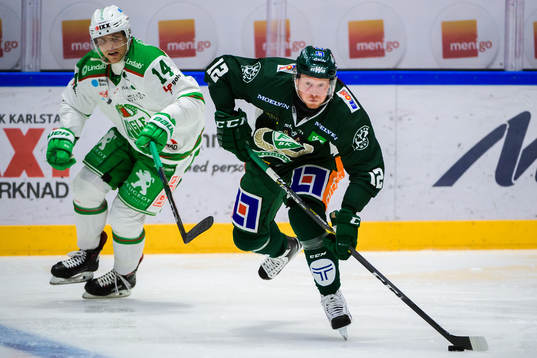 Rögles Trevor Mingoia och Färjestads Alexander Reichenberg