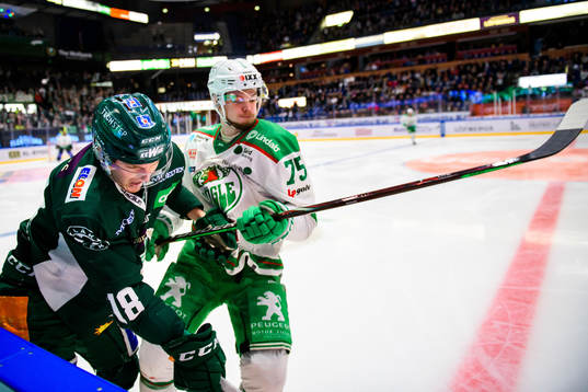 Färjestads Axel Ottosson och Rögles Lucas Elvenes