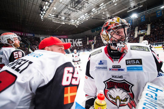 Malmö Redhawks målvakt Oscar Alsenfelt och målvakt
