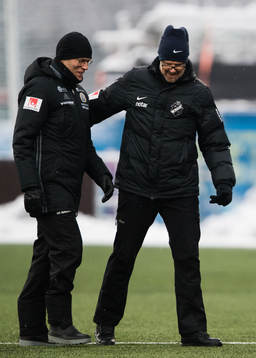 s tränare Rikard Norling innan träningsmatchen i fotboll