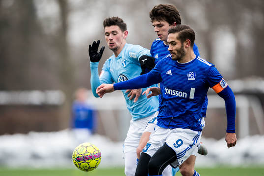 Lyngbys Lasse Fosgaard och Malmö FFs Marcus Antonsson i