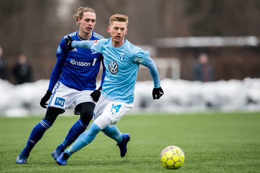 uMalmö FFs Anders Christiansen nder träningsmatchen i