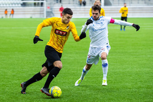Häckens Ali Youssef och Sarpsborgs 08 Joachim Thomassen