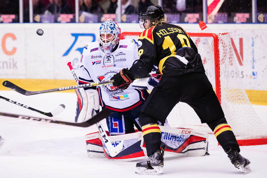 Linköpings målvakt Jonas Gustavsson och Brynäs Ludvig