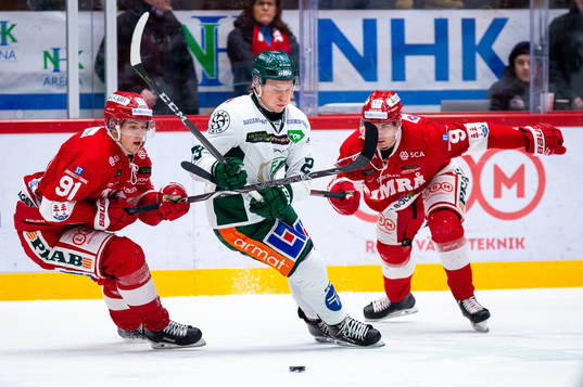 Timrås Filip Hållander och Färjestads Oskar Steen